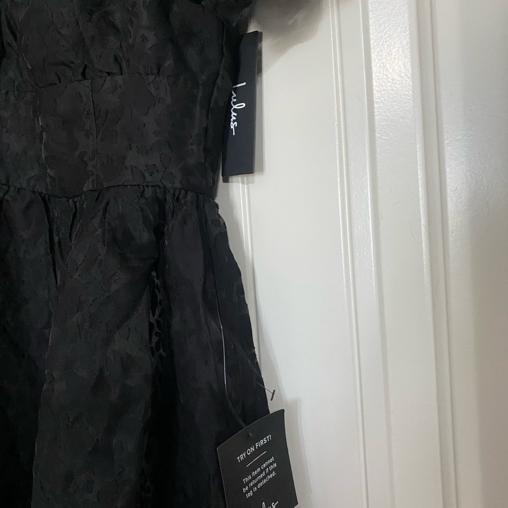 Lulu's Black Puff Sleeve Dress - Picture 4 of 10